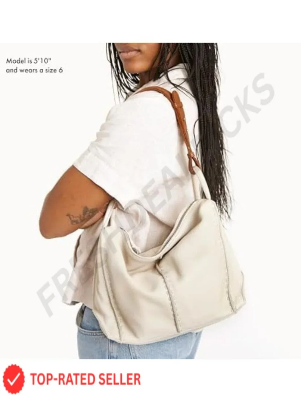 Large Leather Hobo Purse with Zipper Pocket Shoulder Bag Travel Handbag
